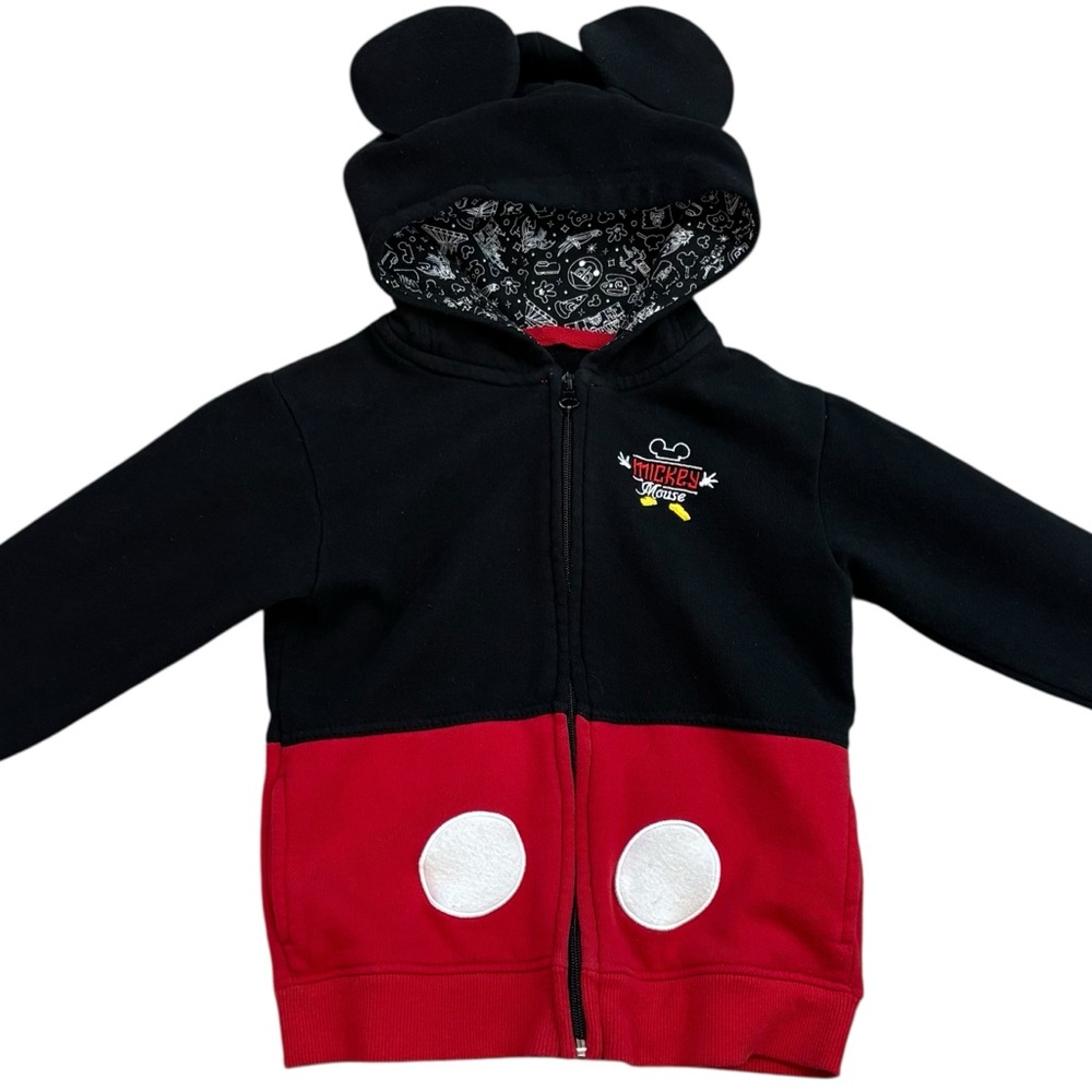 Disney Parks Mickey Mouse Full Zip Embroider  Detail Hooded Sweater With Ears XS
